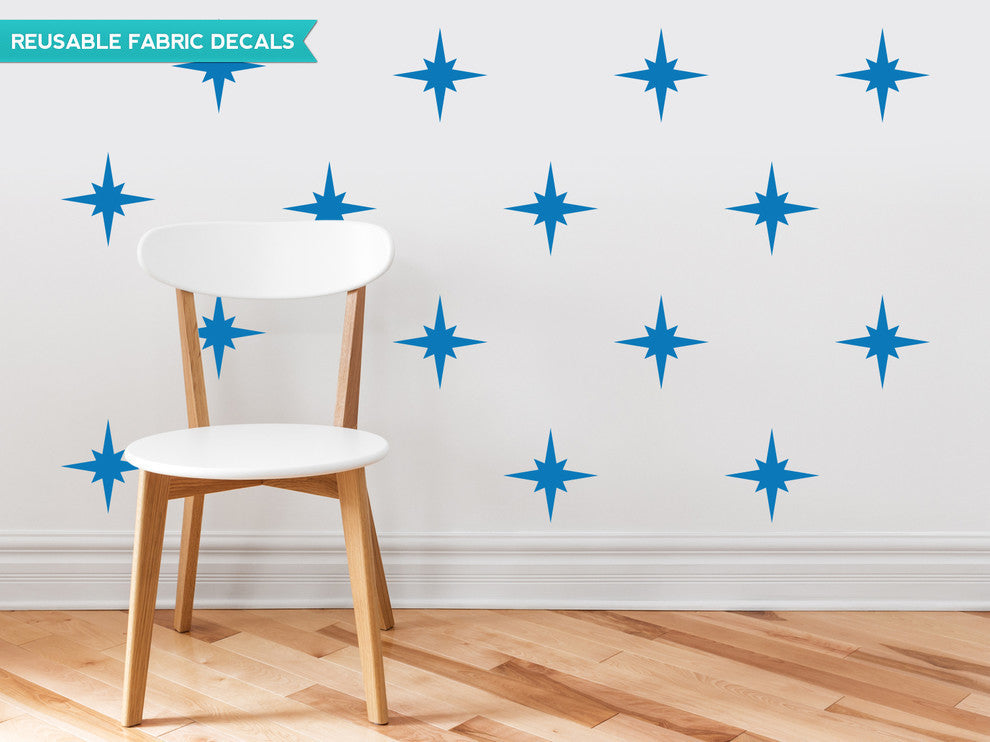 Retro Stars Fabric Wall Decal, Blue