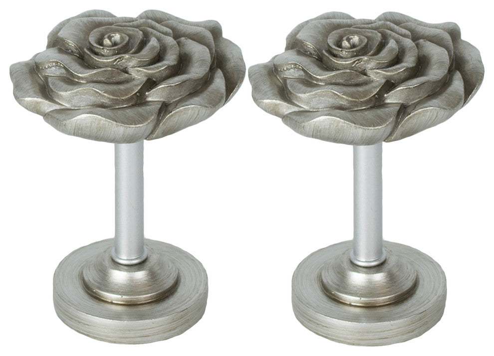 Urbanest Rose Designer Decor Drapery Holdback, Set of 2, English Pewter