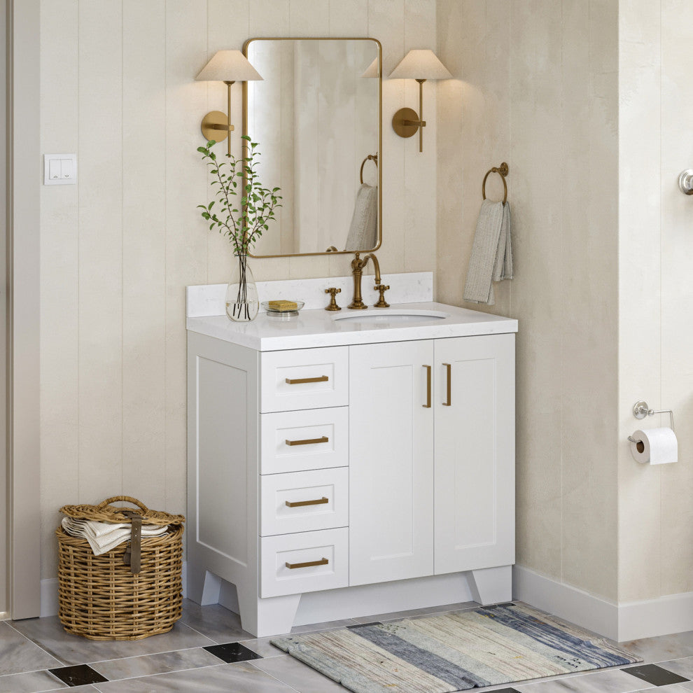 Ariel Taylor 36" Right Offset Single Oval Sink Bathroom Vanity