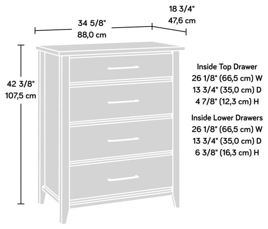 Sauder Summit Station Engineered Wood 4-Drawer Bedroom Chest in Laurel Oak