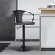 Eagle Adjustable Barstool, Black Powder Coated Finish With Black Faux Leather, Gray