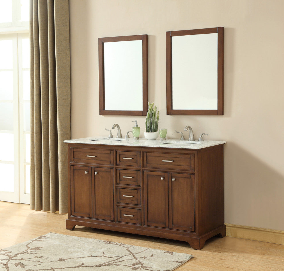 Home Living 60" Double Bathroom Vanity Set, Teak