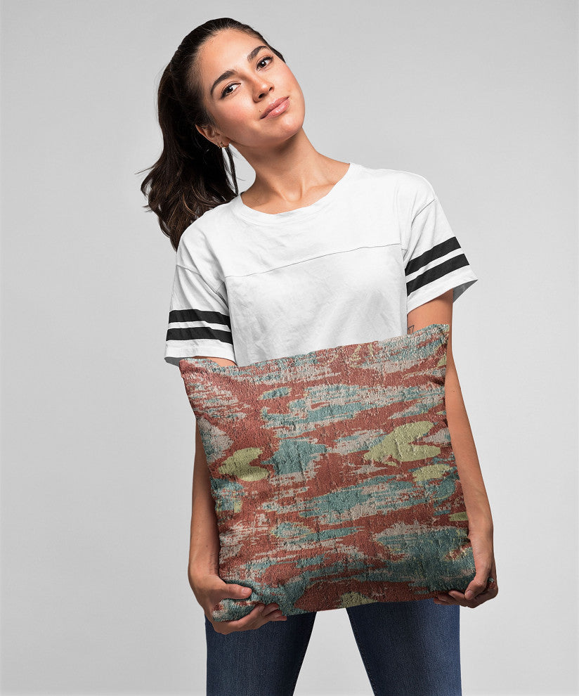 Plutus Multi-Color Velvet iKat Luxury Throw Pillow, 24"x24"