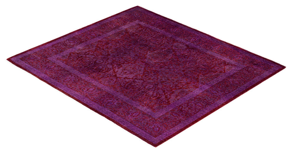 Overdyed One-of-a-Kind Hand-Knotted Area Rug Purple, 3' 9" x 4' 2"