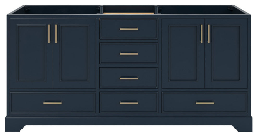 Ariel Stafford 72" Double Sink Bathroom Vanity Base, Midnight Blue