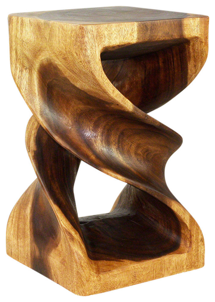 Thai Double Twist End Table in Dark Walnut, Dark Walnut, 12" X 12" X 20"