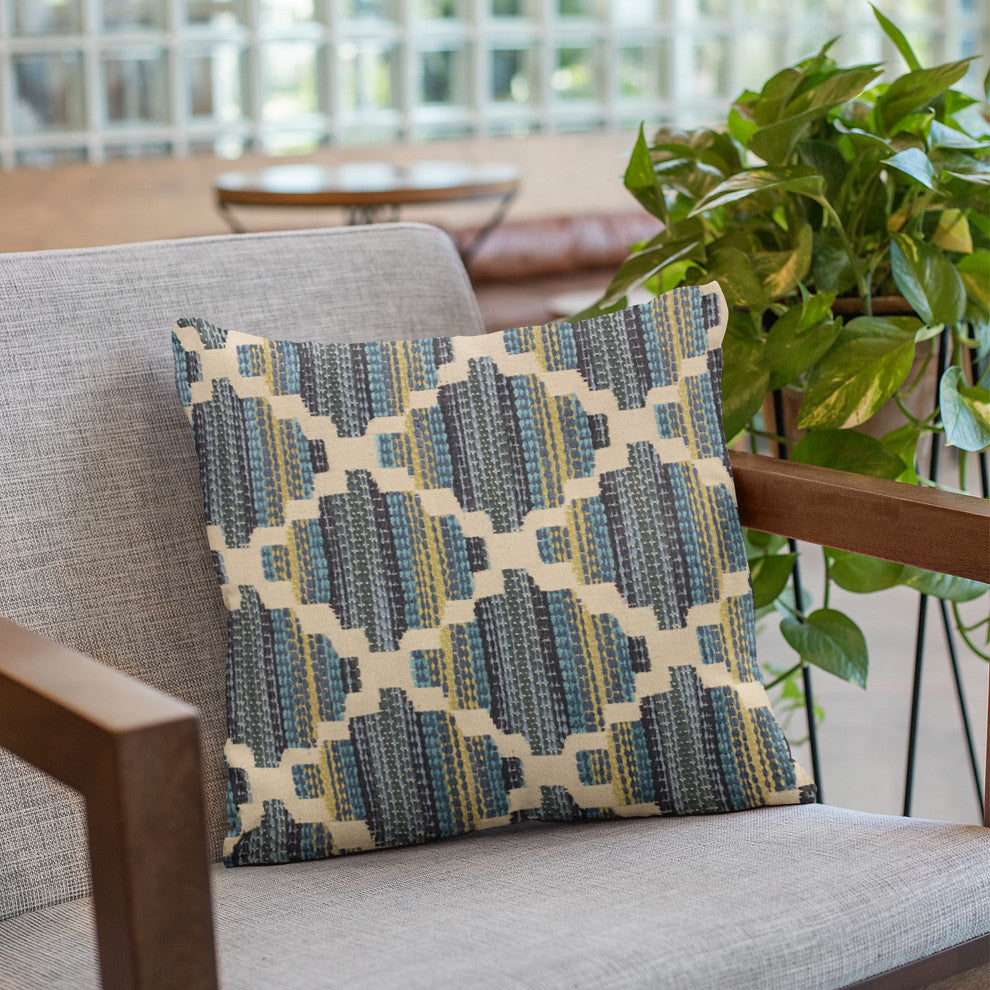 Plutus Blue Lights Diamond Luxury Throw Pillow, 22"x22"