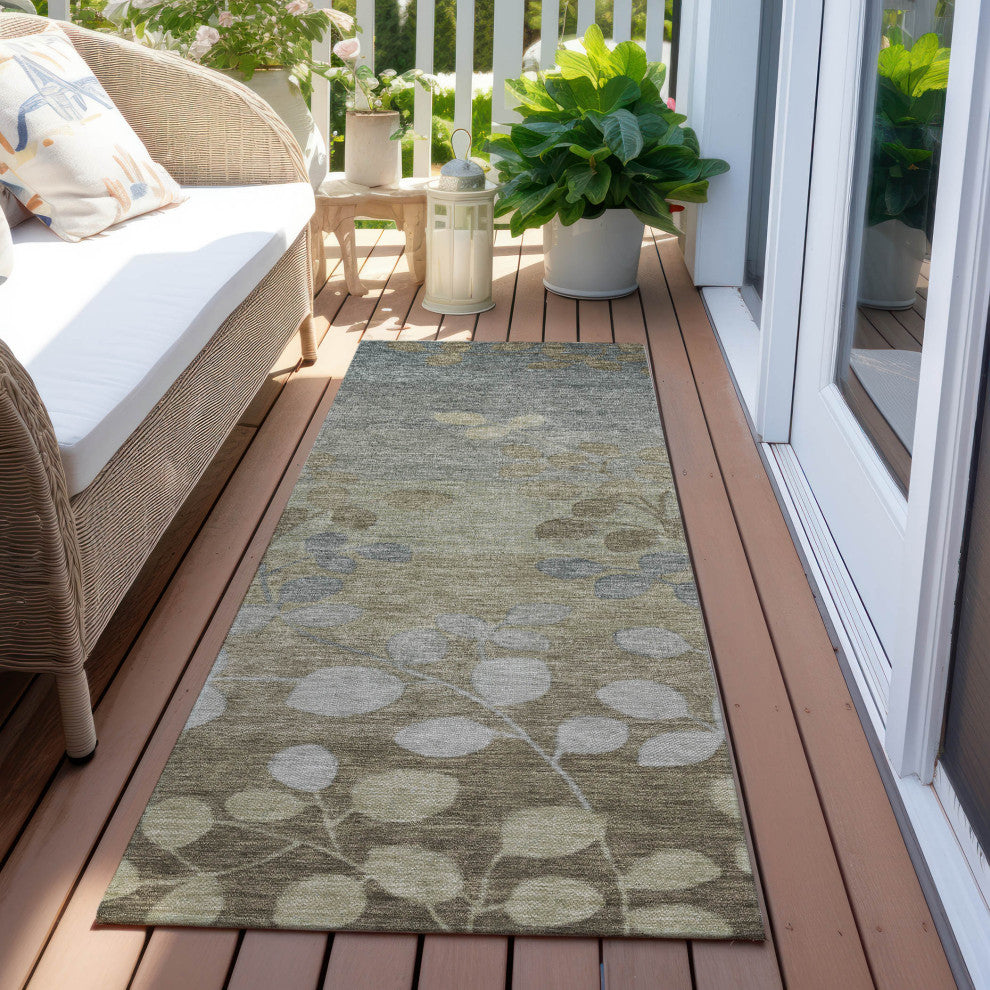 Machine Washable Indoor/Outdoor Chantille ACN1900 Khaki 2'3" x 7'6" Runner Rug