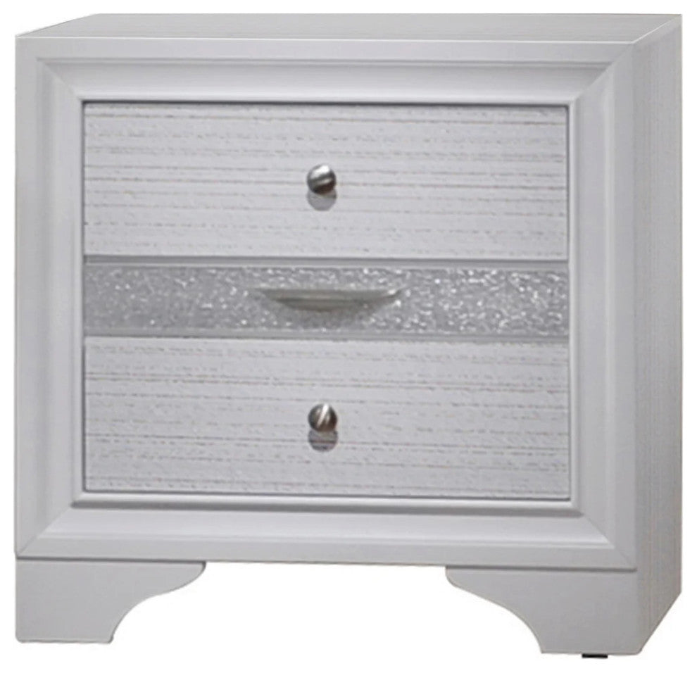 Benzara BM154527 Contemporary Stylish 3 Drawers Wood Nightstand, White