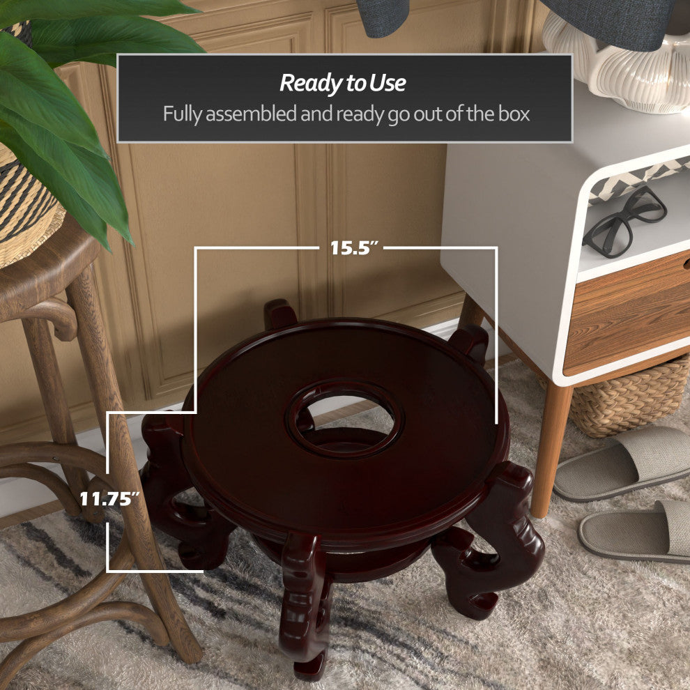 Rosewood Fishbowl Stand, Size 15.5" Base Diameter