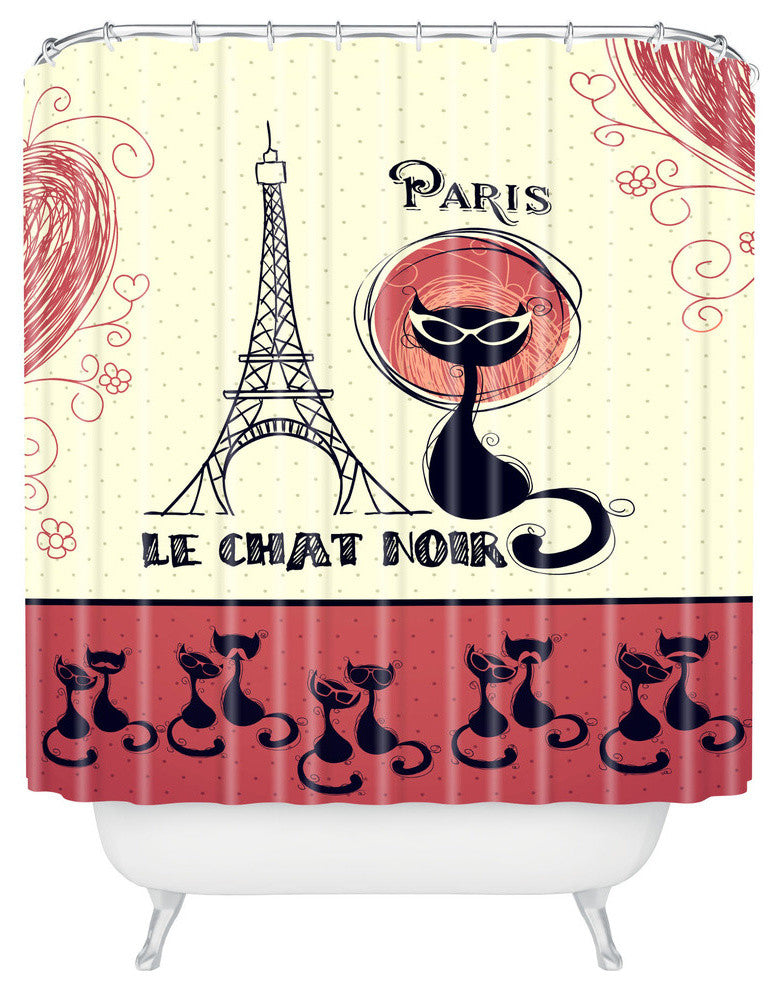Belle13 Le Chat Noir Shower Curtain