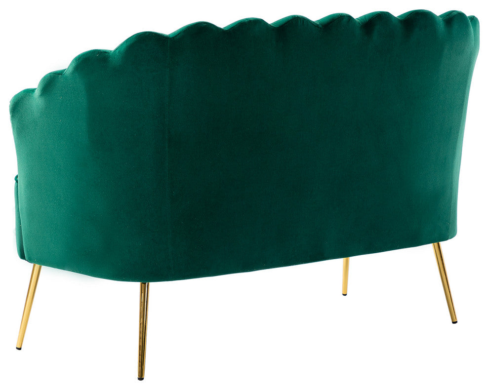 Upholstered 52" Loveseat With Tufted Back, Green