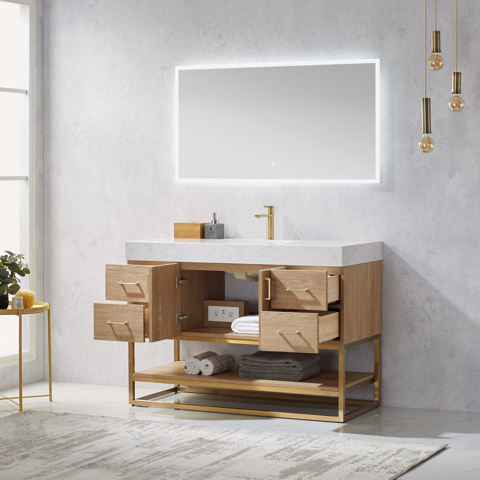 Alistair Vanity, North American Oak, 48 Inch, With Mirror