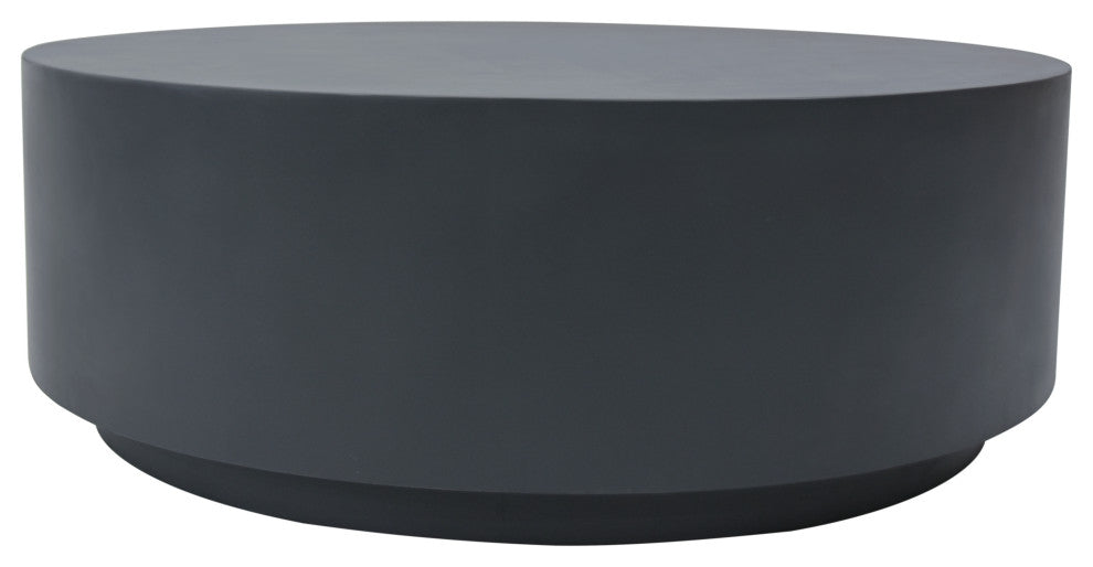Rome 40" Round Concrete Coffee Table, Slate Black