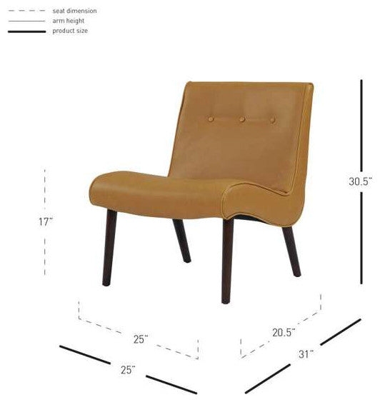 Alexis Accent Chair, Vintage Caramel, Faux Leather