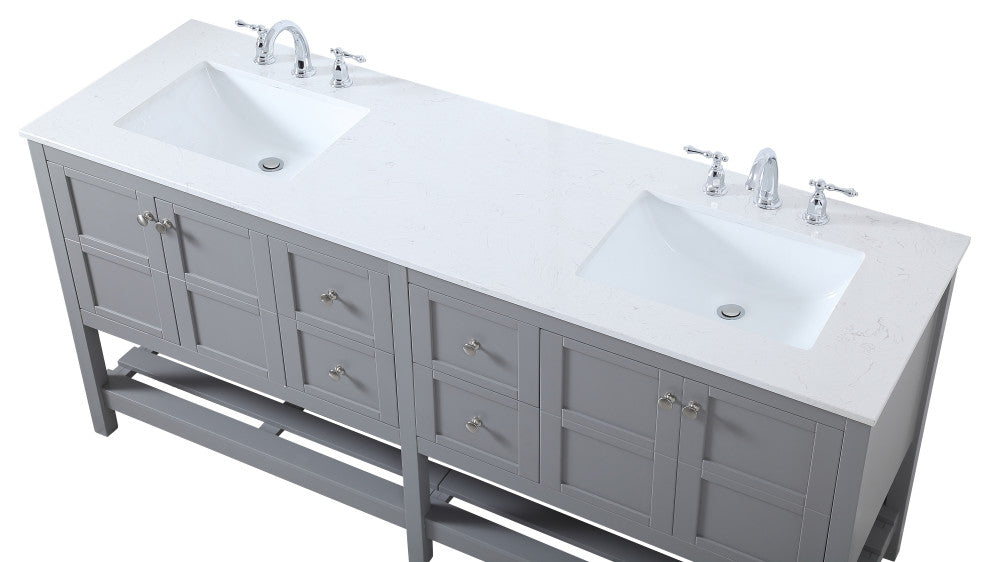 Grey 72" Double Sink Bathroom Vanity