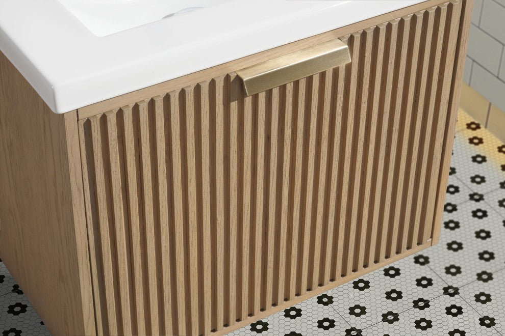 Ari Kitchen and Bath San Diego Bath Vanity, Oak, 24", Floating