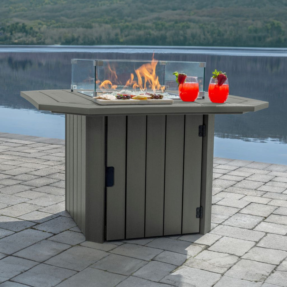 Oasis 40" Fire Pit Table, Coastal Teak