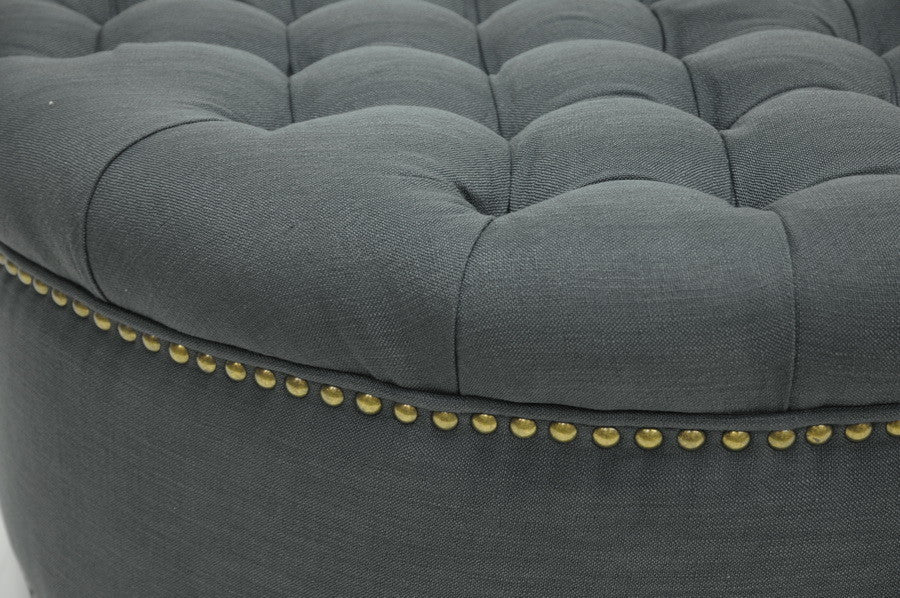 Baxton Studio Iglehart Gray Linen Modern Tufted Ottoman