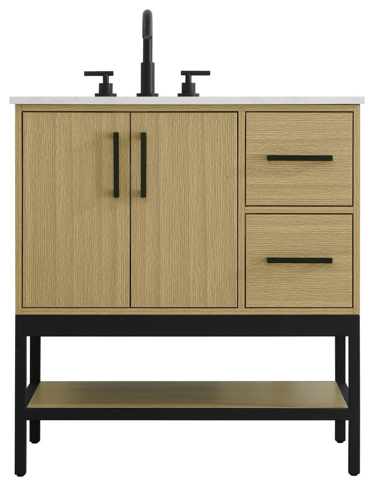 Home Living 32" Single Bathroom Vanity, Honey Brown