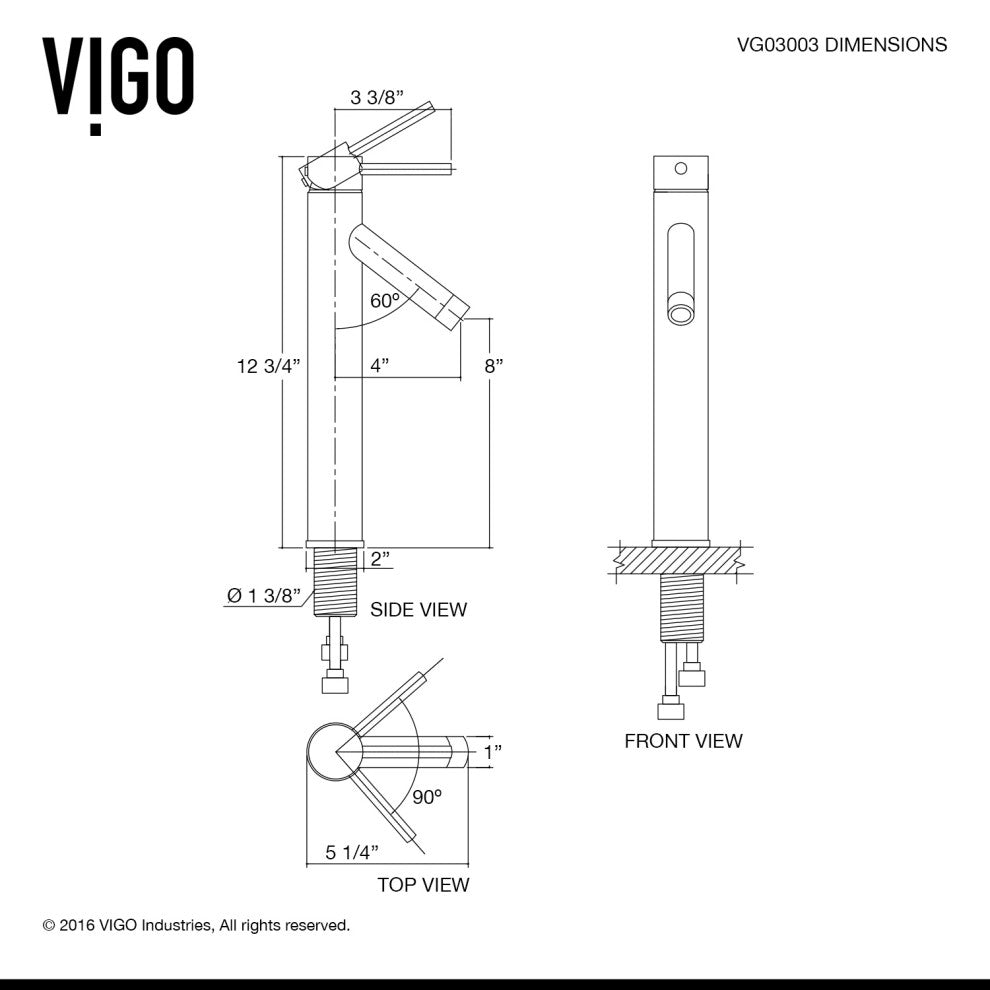 VIGO Grant 13" H Single Handle Single Hole Bathroom Vessel Faucet, Chrome