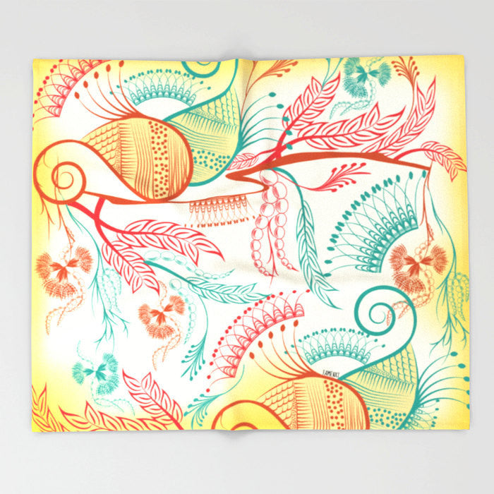 Indian Paisley Bohemian Throw Blanket, Queen