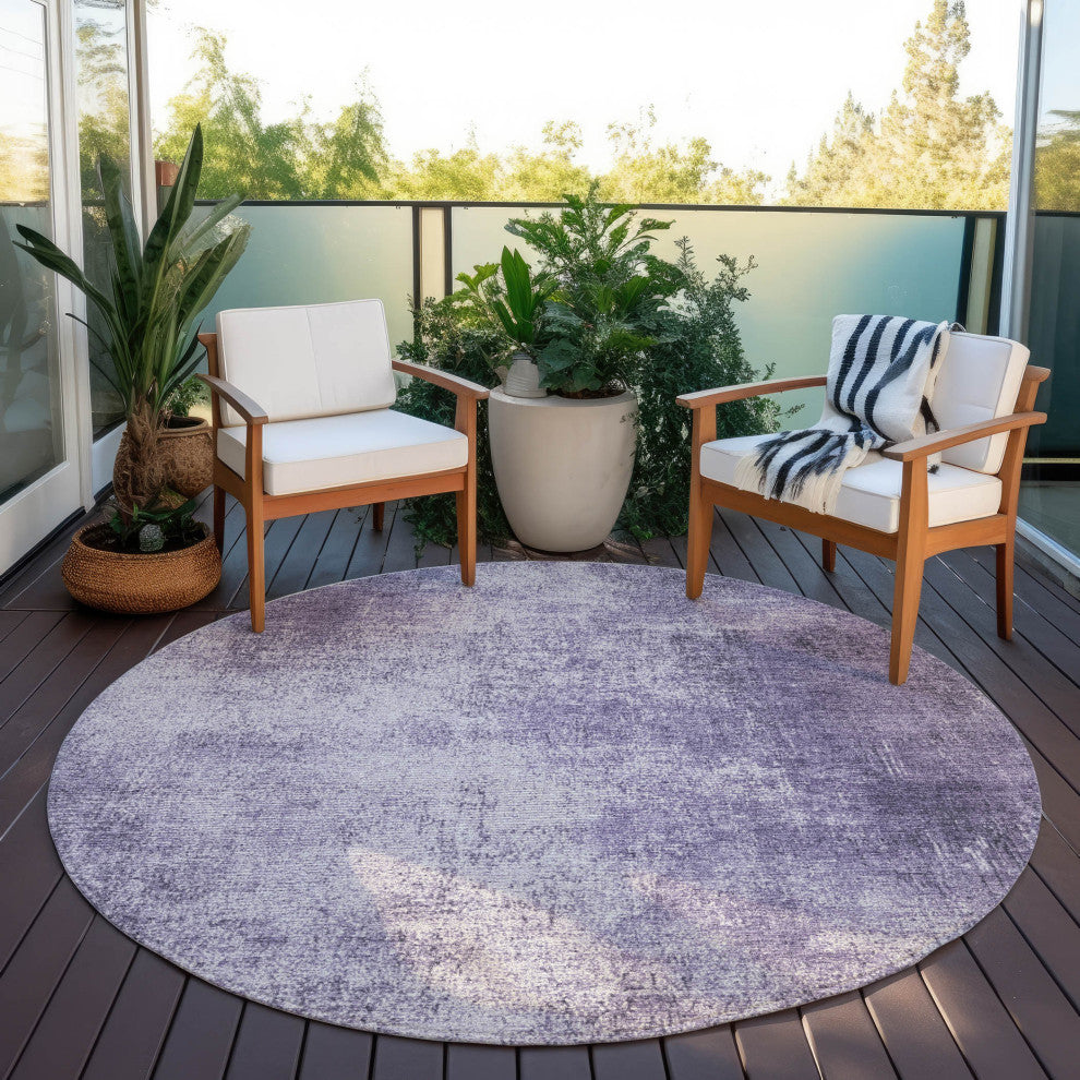 Machine Washable Indoor/Outdoor Chantille ACN1903 Violet 8' x 8' Round Rug
