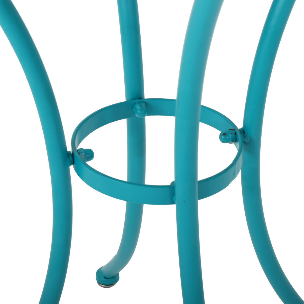 GDF Studio 3-Piece Collins Outdoor Matte Green Iron Bistro Set, Matte Teal
