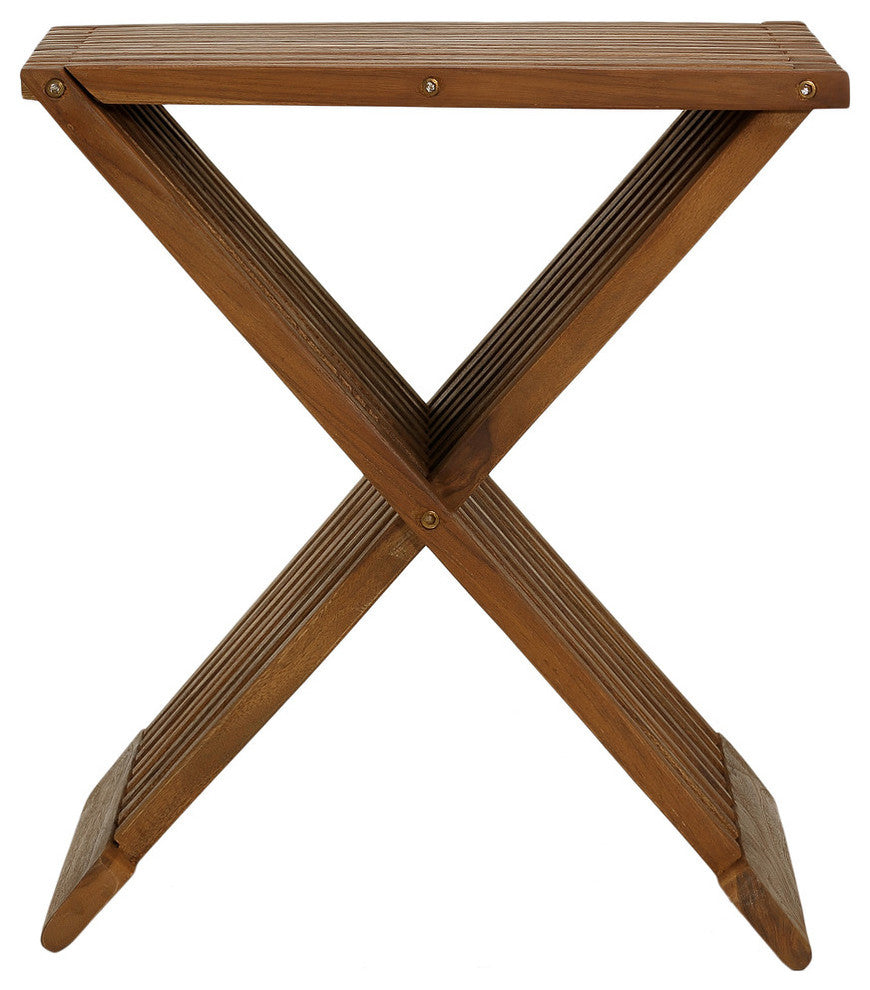Rocco Folding Stool, Solid Teak Wood
