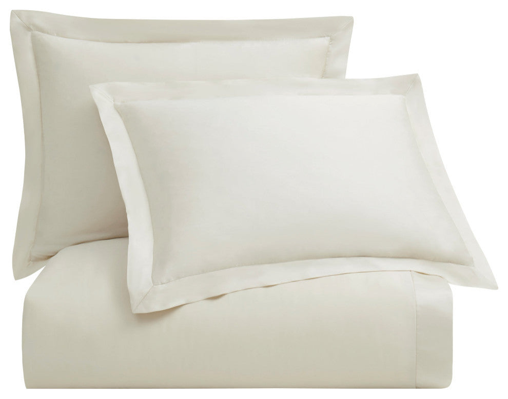 Lyocell Duvet Cover Set, Super Queen, Ivory, 3 Piece