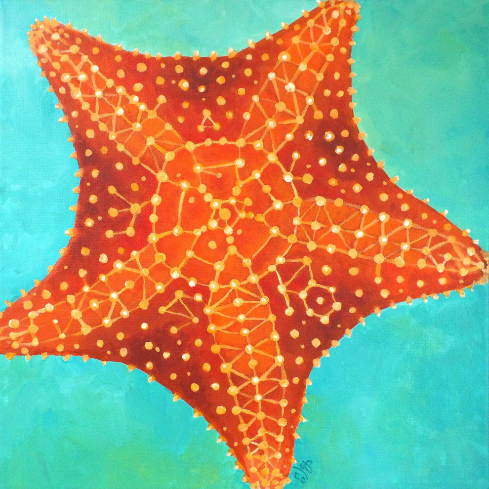 Marmont Hill, "Orange Starfish" by Nicola Joyner Print on Wrapped Canvas, 48x48