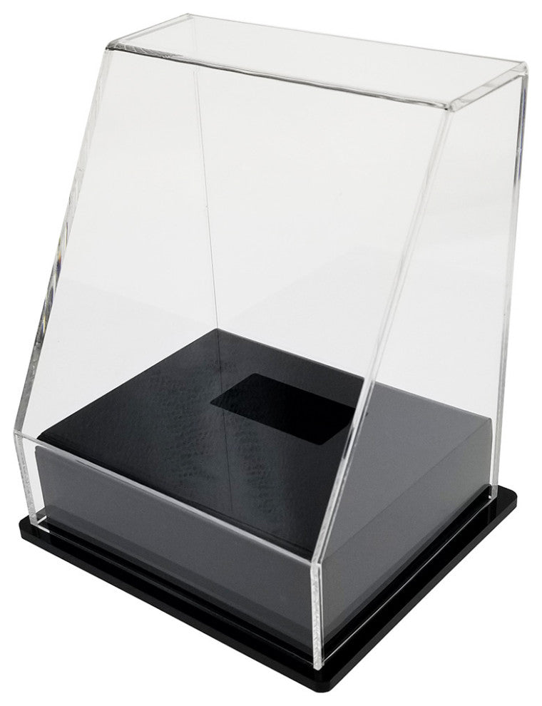 OnDisplay Deluxe UV-Protected Hockey Puck Display Case - Angle Black Base