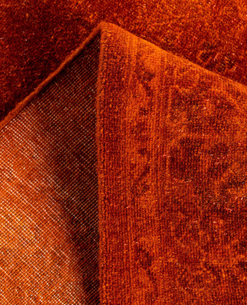 Overdyed One-of-a-Kind Hand-Knotted Area Rug Orange, 4' 0" x 6' 3"