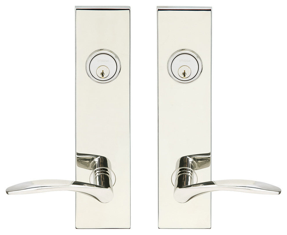 Crest Lever, Tubular Entry, Double Cylinder, Polished Stainless Steel