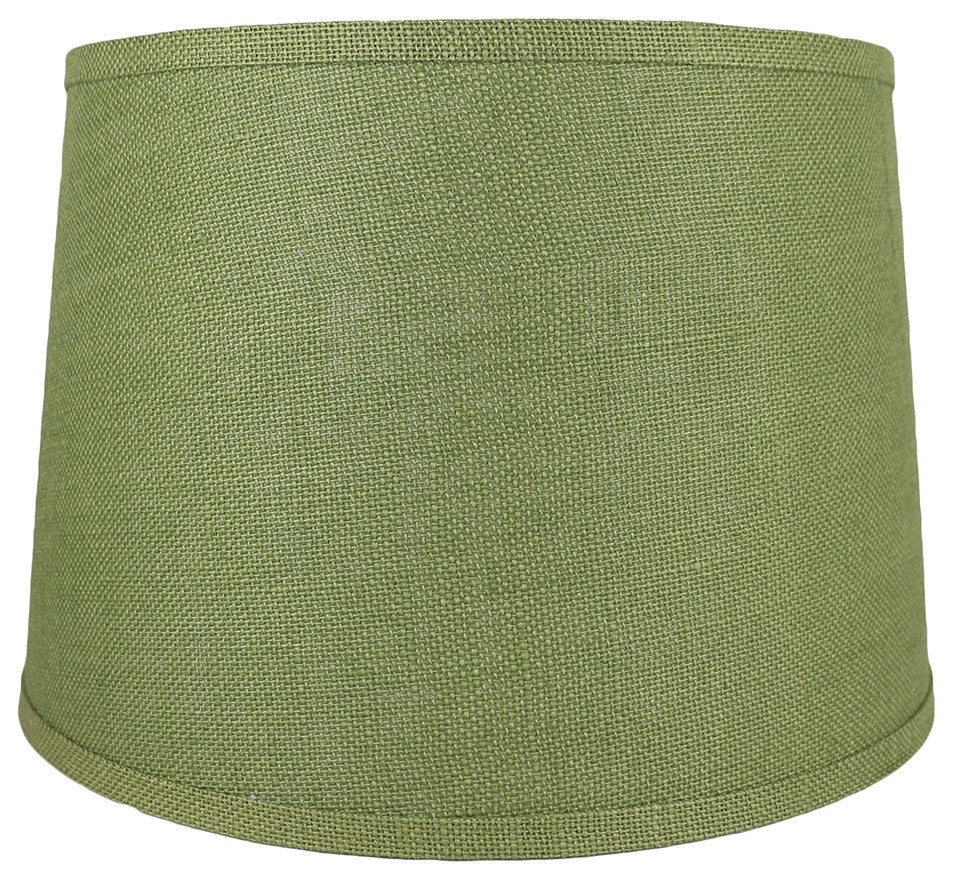 French Drum Burlap Lampshade, 14"x16"x11", Khaki Green