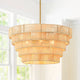 26" W 5-Light Brass Modern Bohemian Chandelier With Tiered Rattan Shade