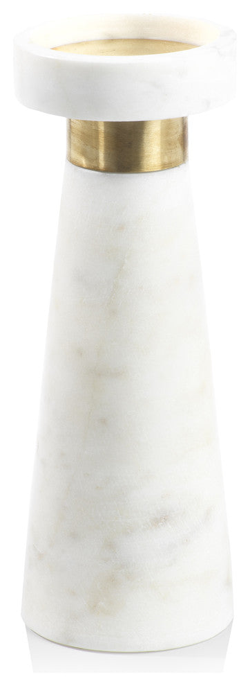 Mannara 10" Tall Marble Pillar Candle Holder