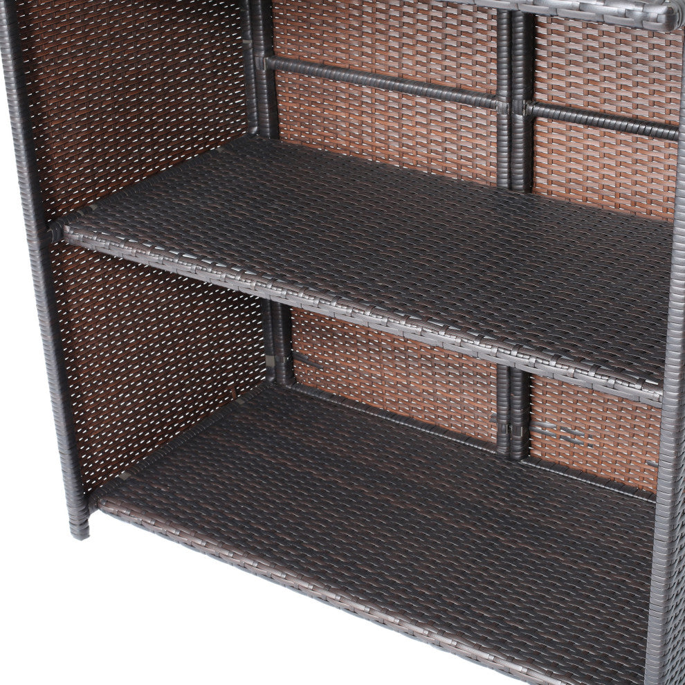 GDF Studio Oneida Outdoor Multibrown Wicker Bar Island Set