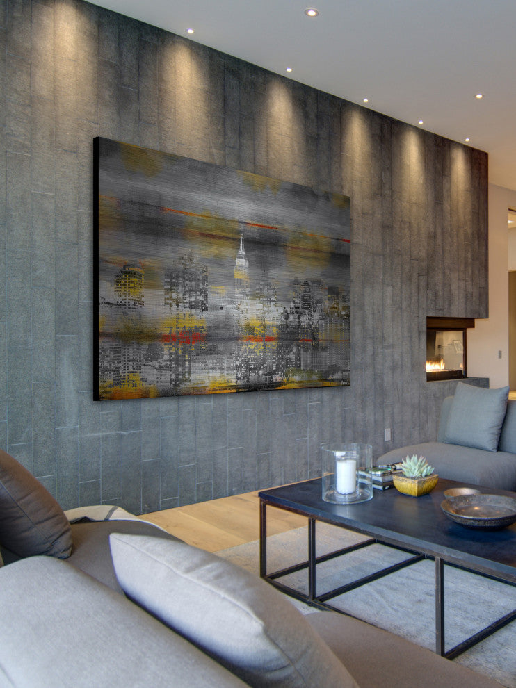 "NYC in Yellow" Print on Brushed Aluminum, 60"x40"