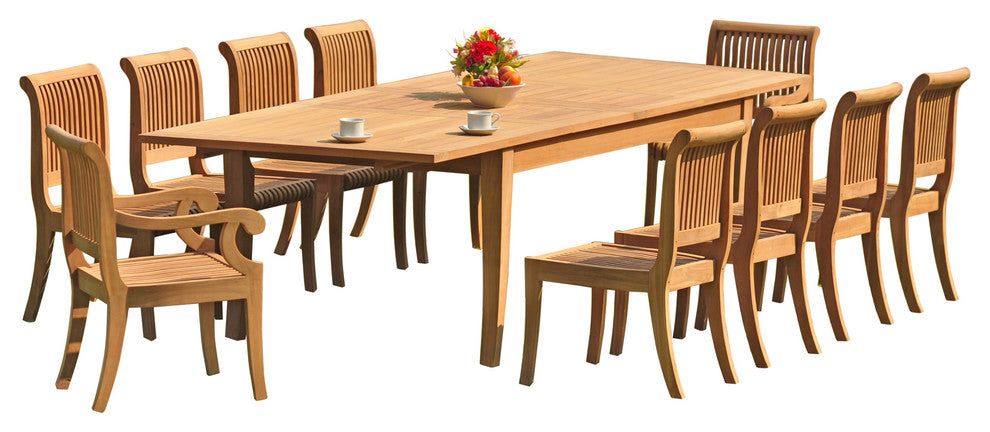 11-Piece Set, 122" X-Large Rect Table, 10 Giva Chairs, Sunbrella Cushion, Navy