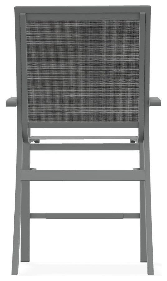 Kendall Sling Balcony Height Stackable Outdoor Stool, Destiny Steel/Graphite