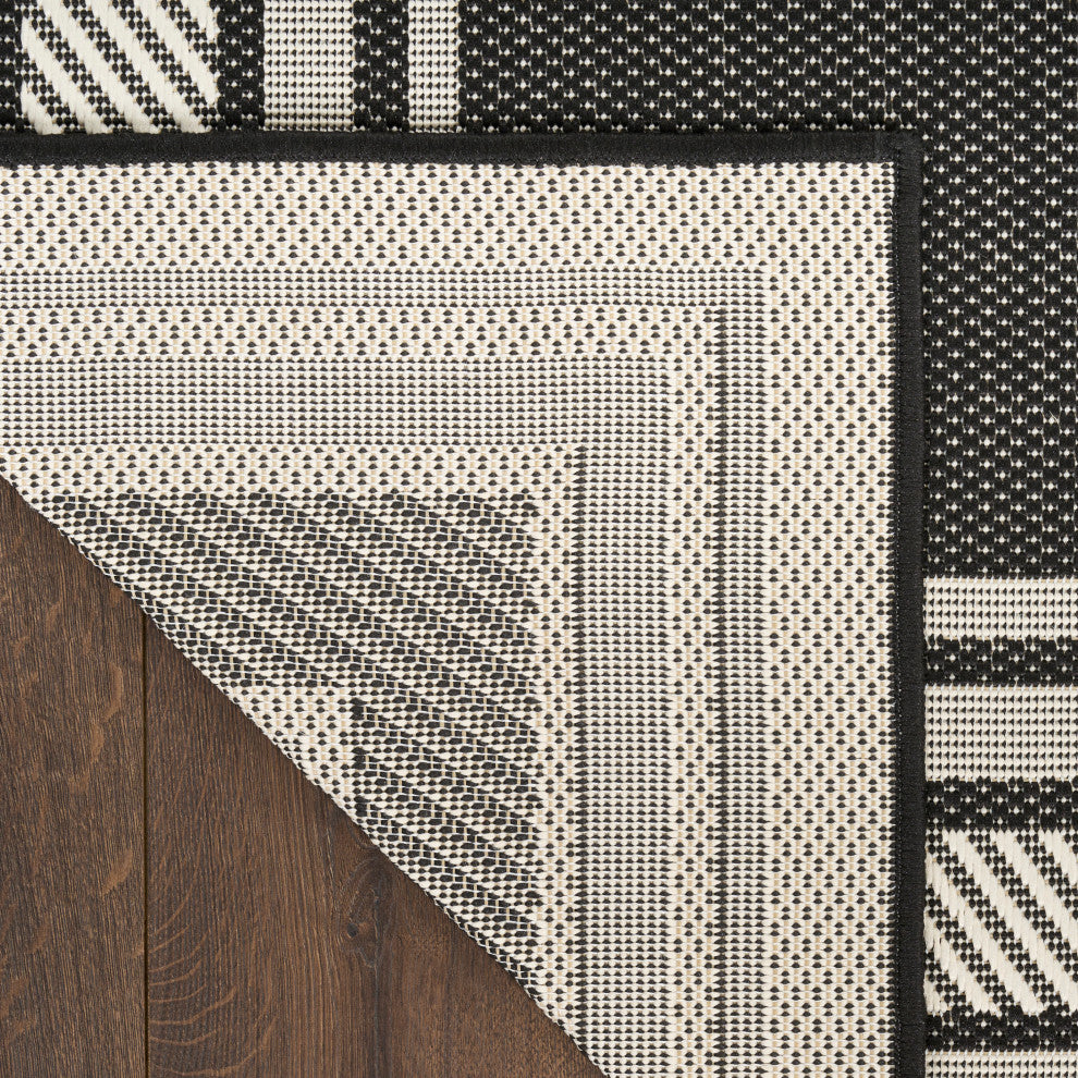 Nourison Horizon Indoor/Outdoor 9' x 12' Black Modern Rug