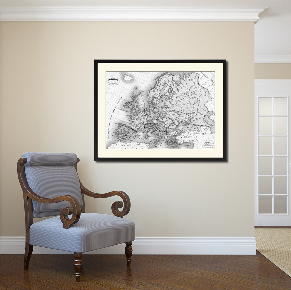 Ancient Europe Vintage B&W Map Canvas Print, 16"x21"