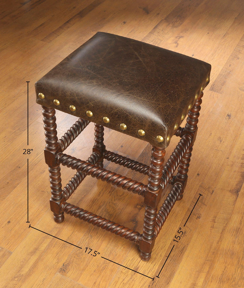 Conkling Bobbin 28" Leg Bar Stool, Stained Pecan