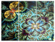 "Fractal Dark Orange Blue Flowers" Digital Metal Wall Art, 3 Panels, 36"x28"