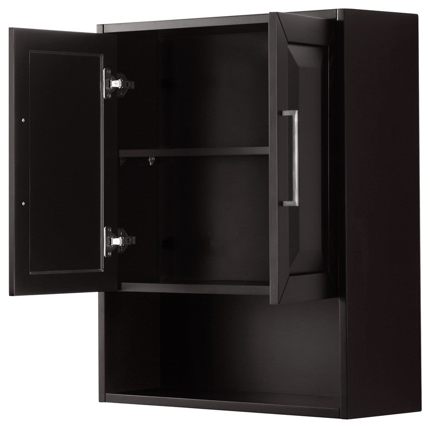 Daria Bathroom Wall-Mounted Storage Cabinet in in Dark Espresso w/ Chrome Trim