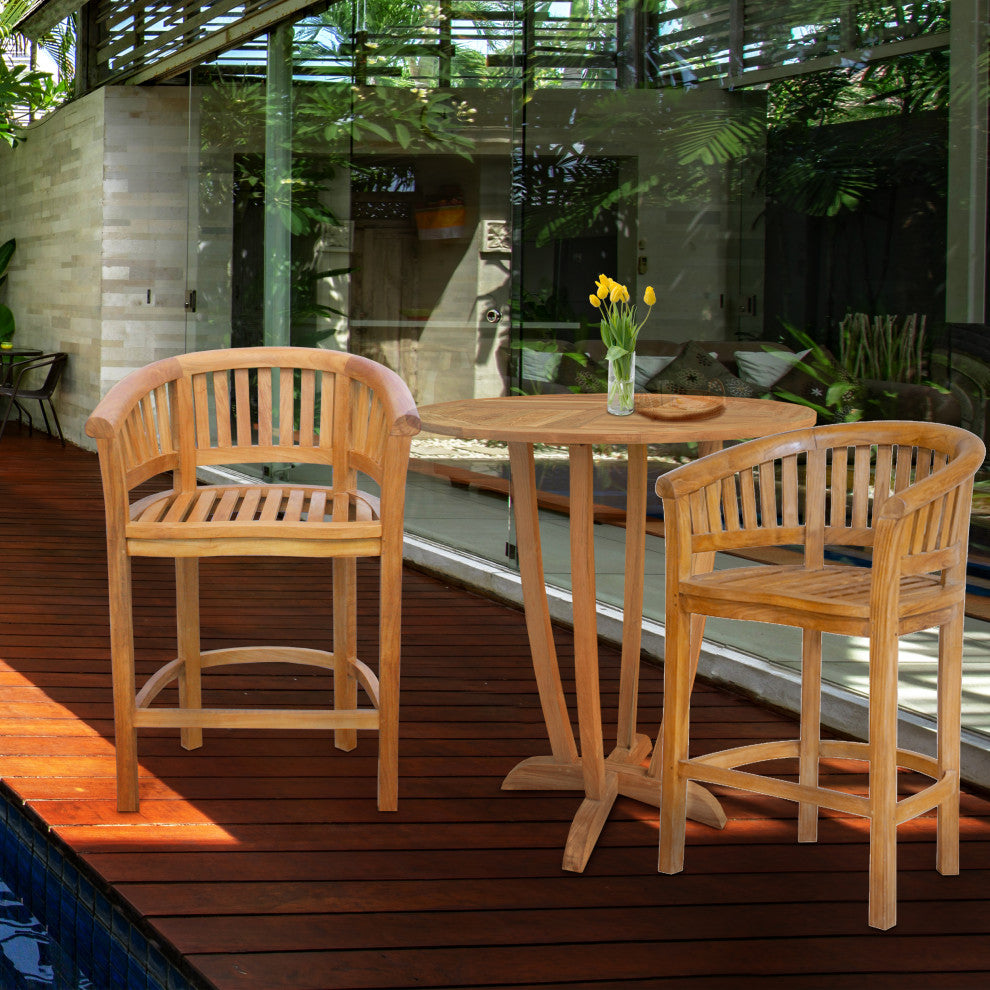 Teak Wood Peanut Indoor/Outdoor Barstool made from A-Grade Teak Wood