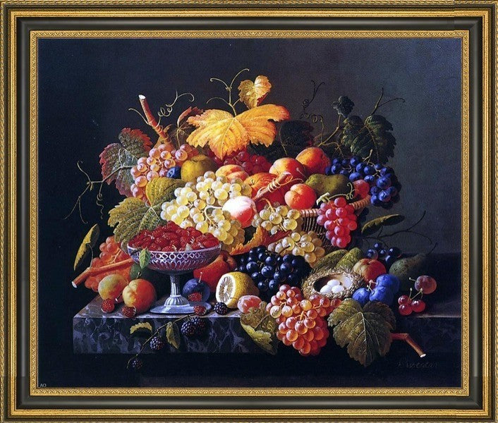Severin Roesen Natures Bounty Framed Premium Canvas Print, 16"x20"