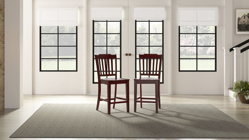 Arbor Hill Slat Back Counter Chair, Set of 2, Berry Red