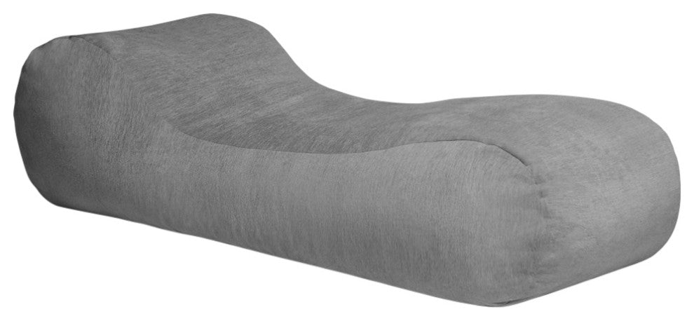 Arlo Chaise Lounge Bean Bag Chair, Premium Chenille, Gray